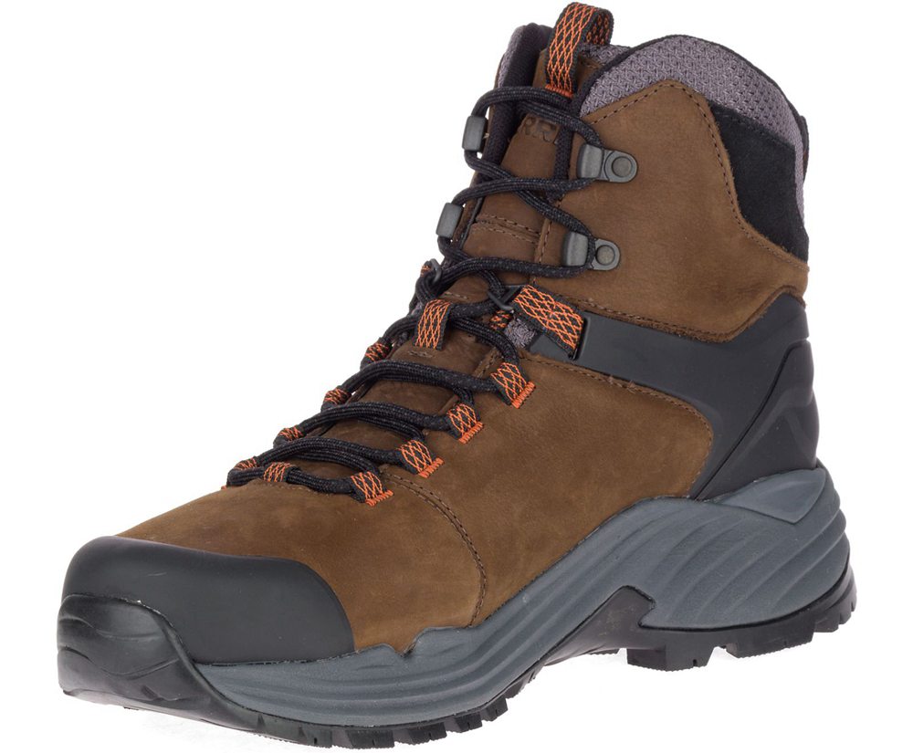 Kozaki Merrell Męskie Brązowe - Phaserbound 2 Tall Waterproof - 048619-OBL